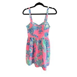 Lilly Pulitzer Womens Pink Blue Shells Sleeveless Mini Fit Flare Dress Size 00